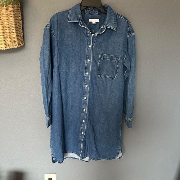 Ann Taylor Classic Denim Shirt Dress Size Small Long sleeves with button cuffs. - Picture 9 of 9